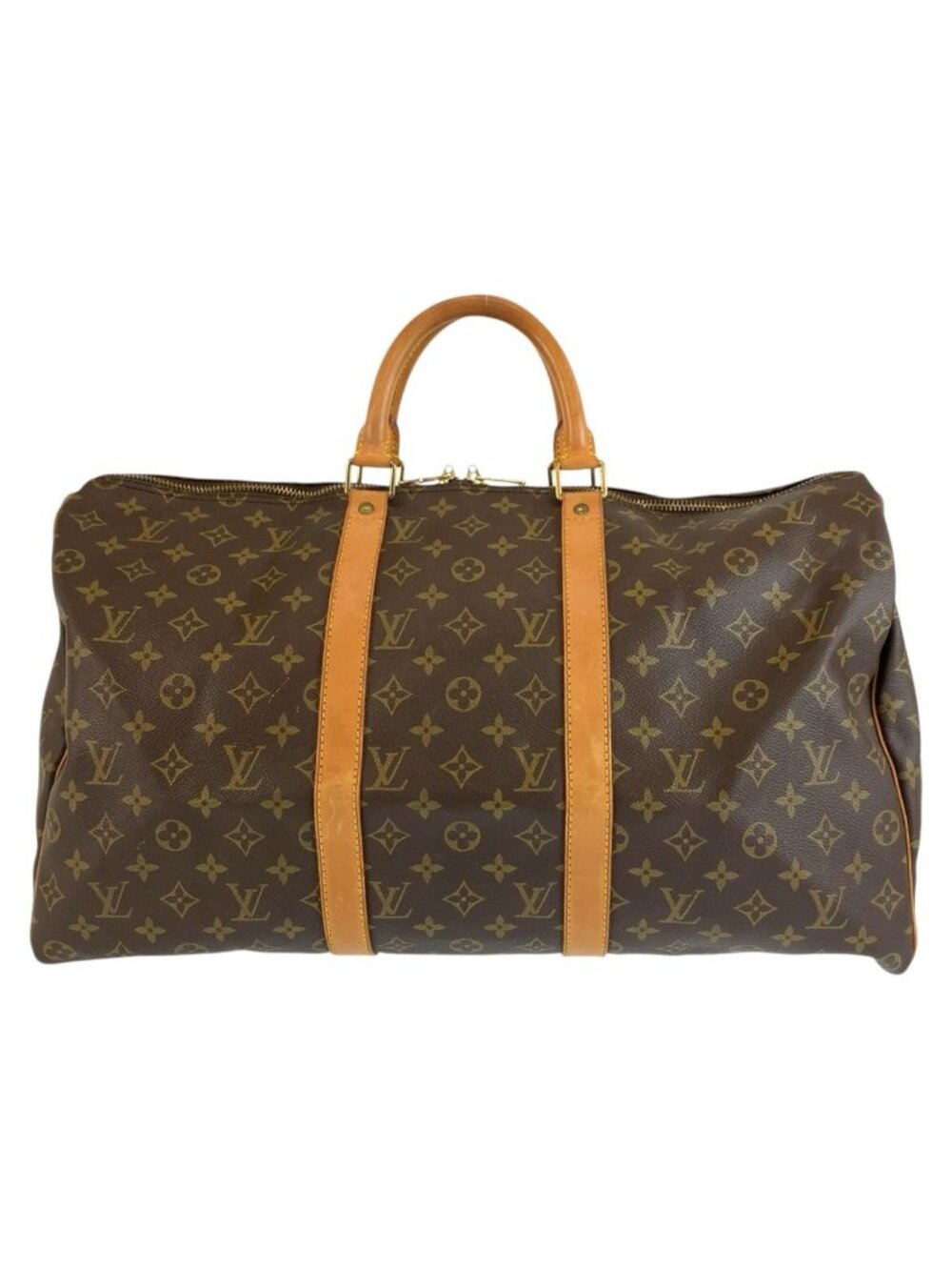 Louis Vuitton Monogram Keepall 50 Brown Gold Leather Boston Bag